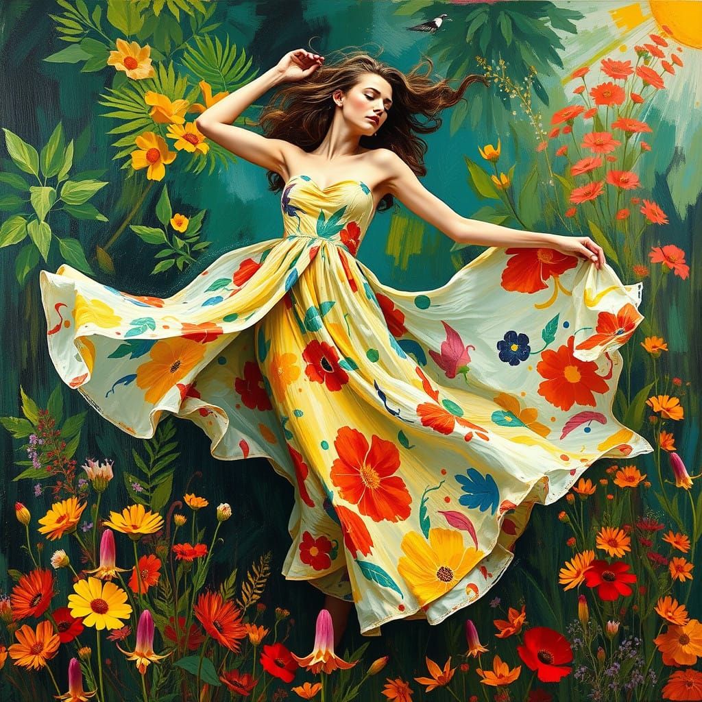 Vibrant Dance of Color and Energy in Abstract Expressionist...