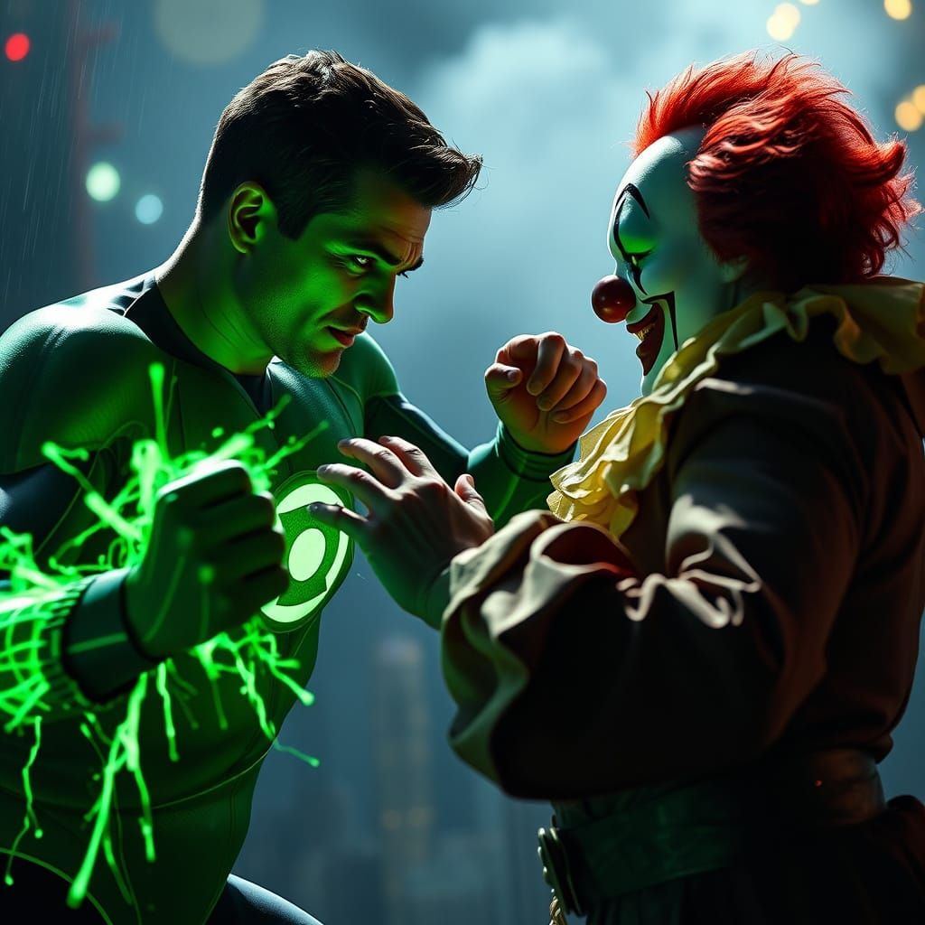 Green Lantern Battles Surreal Clown in Awe-Inspiring Hyperre...