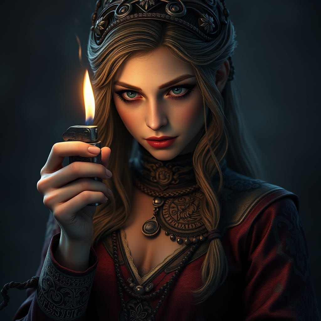 Mystical Flame Keeper in Dreamlike Realms