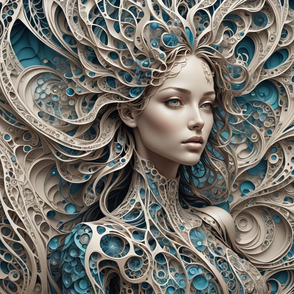 AI Woman's Dreams: Abstract Vector Fractal Art