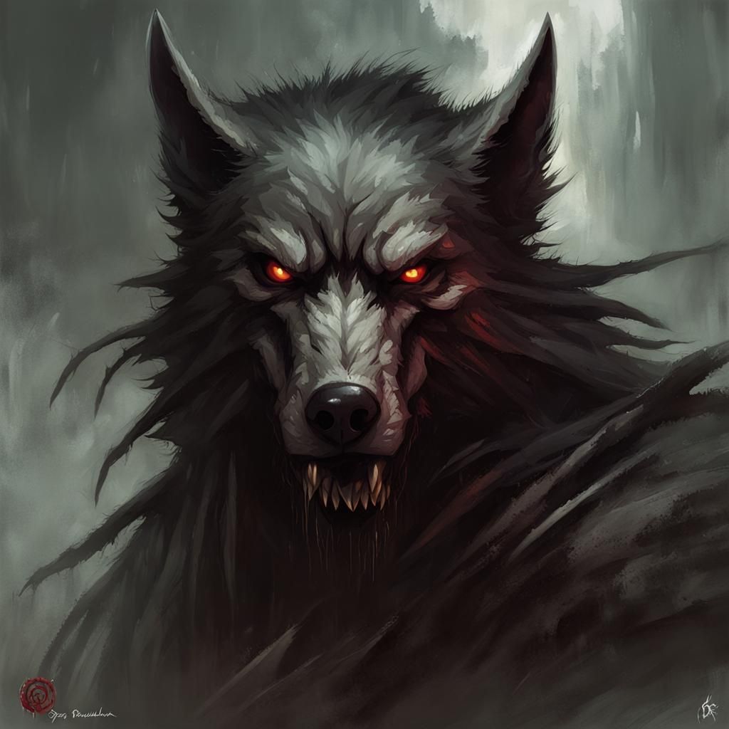 Sinister Dreadwolf in Dark Fantasy Style