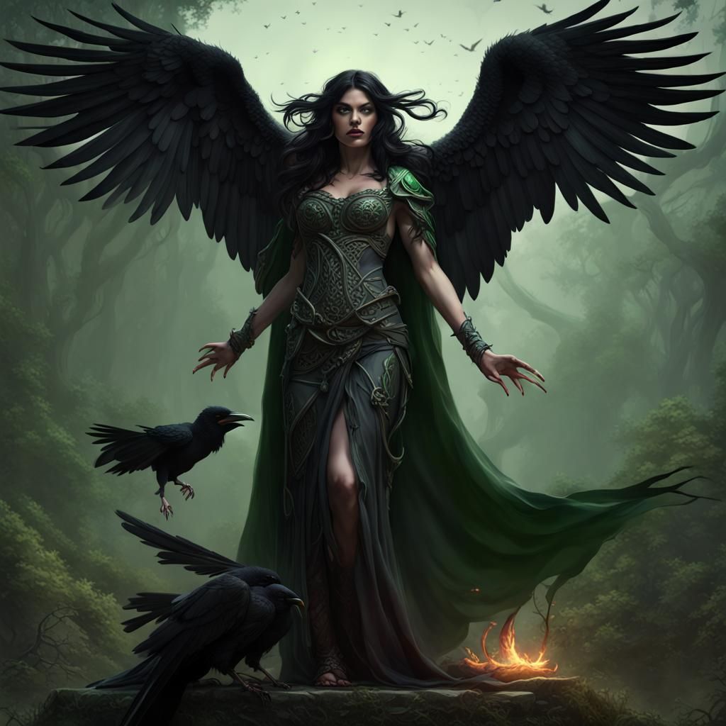 Morrigan, Celtic Goddess of War, in Dark Fantasy Art