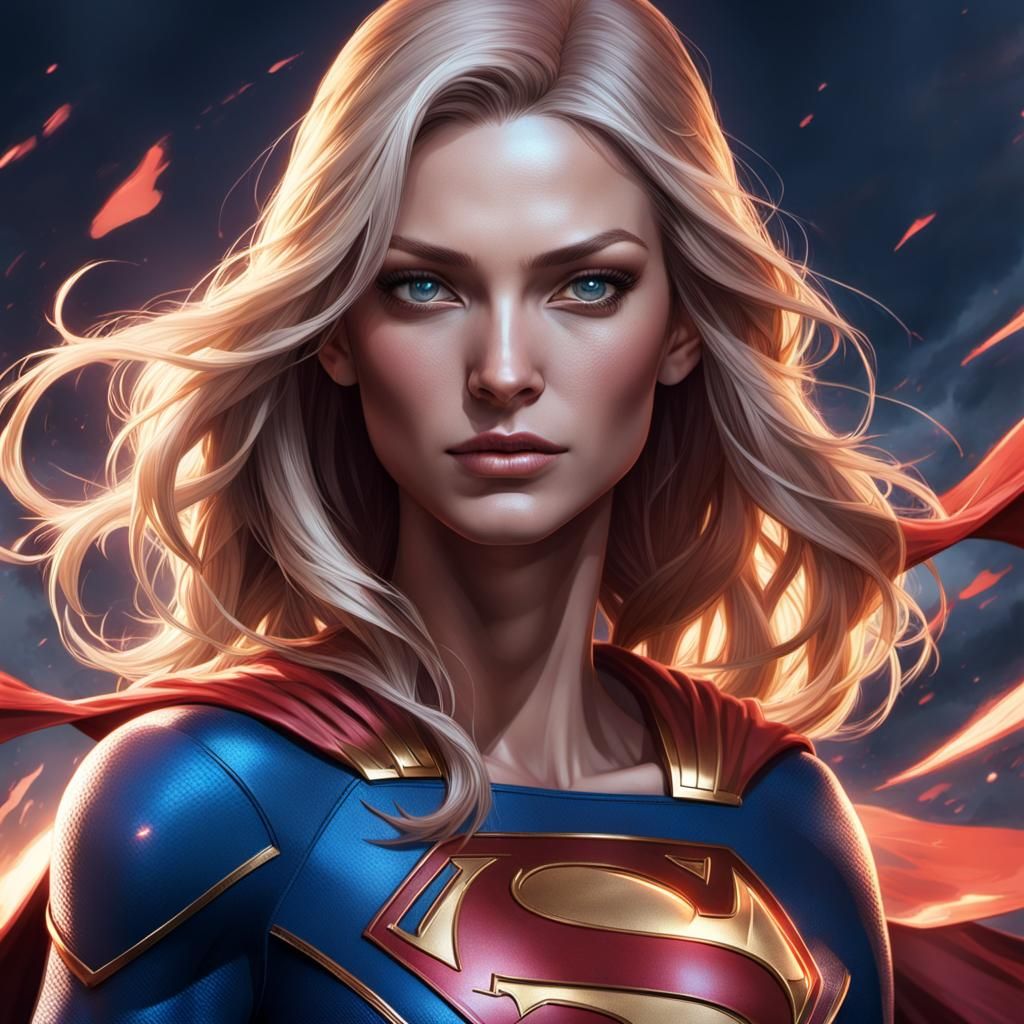 Hyperdetailed Supergirl Portrait in Art Nouveau Style