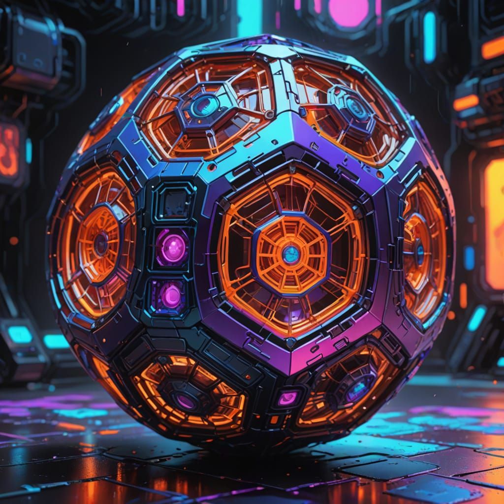 Biomechanical Dodecahedron Capsule in Vibrant Digital Concep...