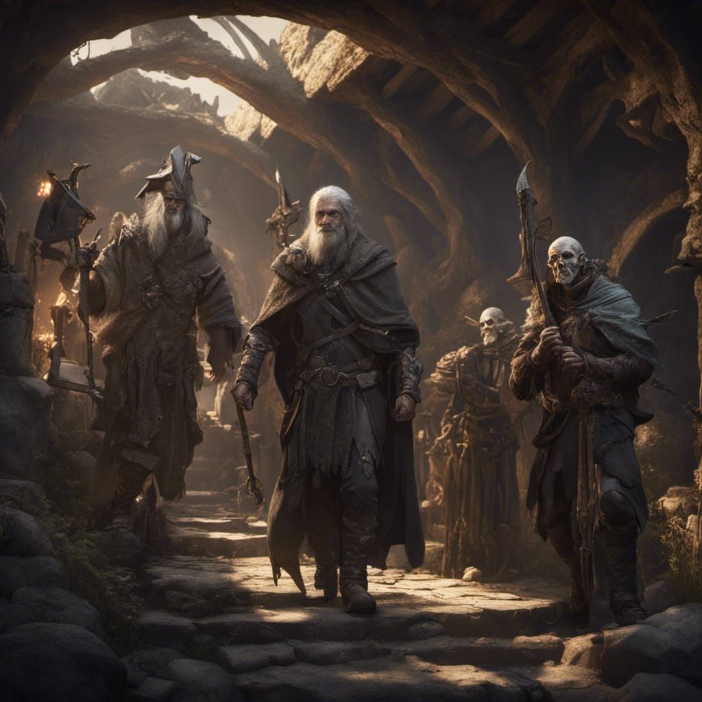 Fantasy Adventurers Face Necromancer in Dungeon Battle