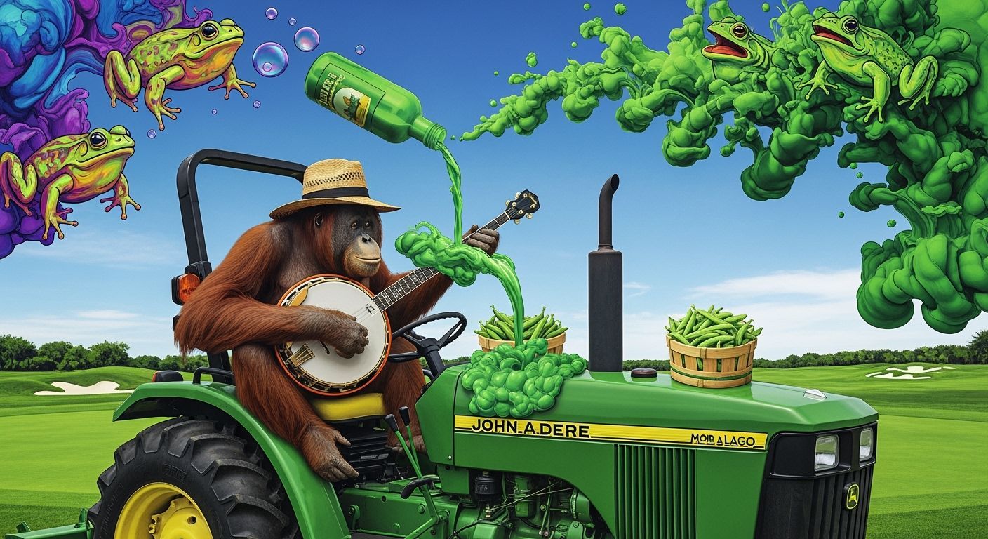 Orangutan Plays Banjo on Tractor at Mar-a-Lago