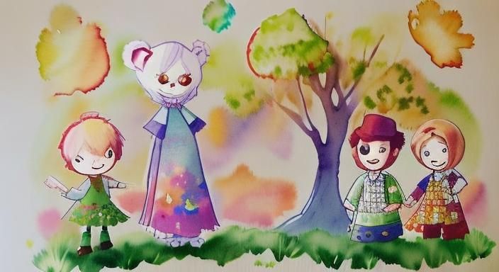 Whimsical Teddy Bear Picnic in Watercolor Style