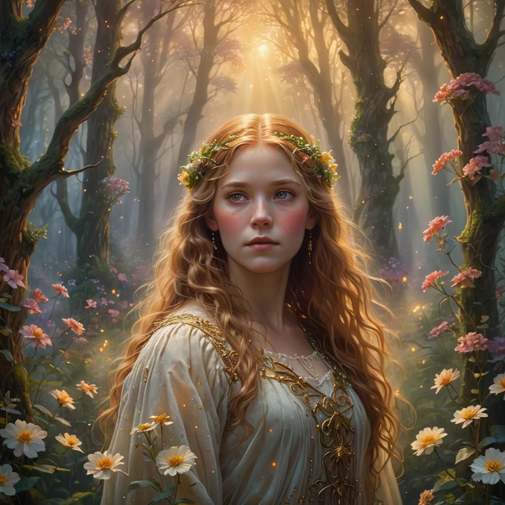 Ethereal Portrait of Carrie White in Mystical Forest