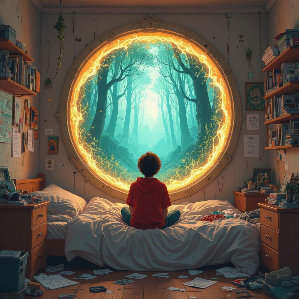 Ethereal Portal Opens to Mystical Forest