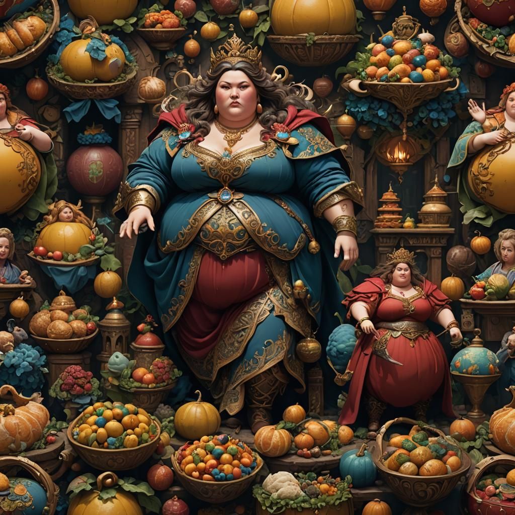 Detailed Matte Painting of a Plus-Size Woman