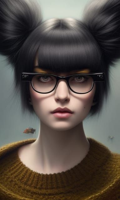 Emo Girl Portrait in a Detailed Art Style