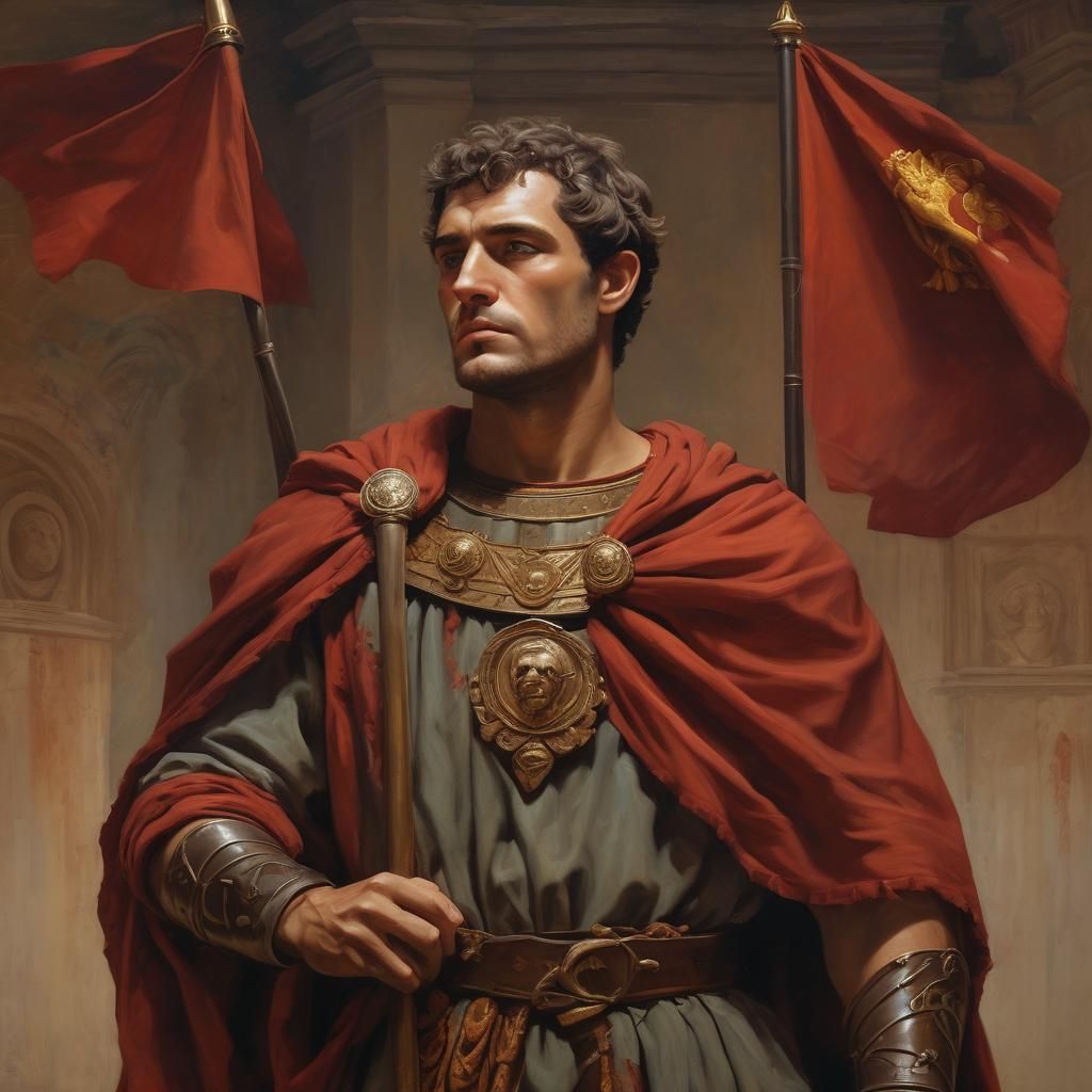 Roman Man with Lion Cape, Oil Painting Masterpiece