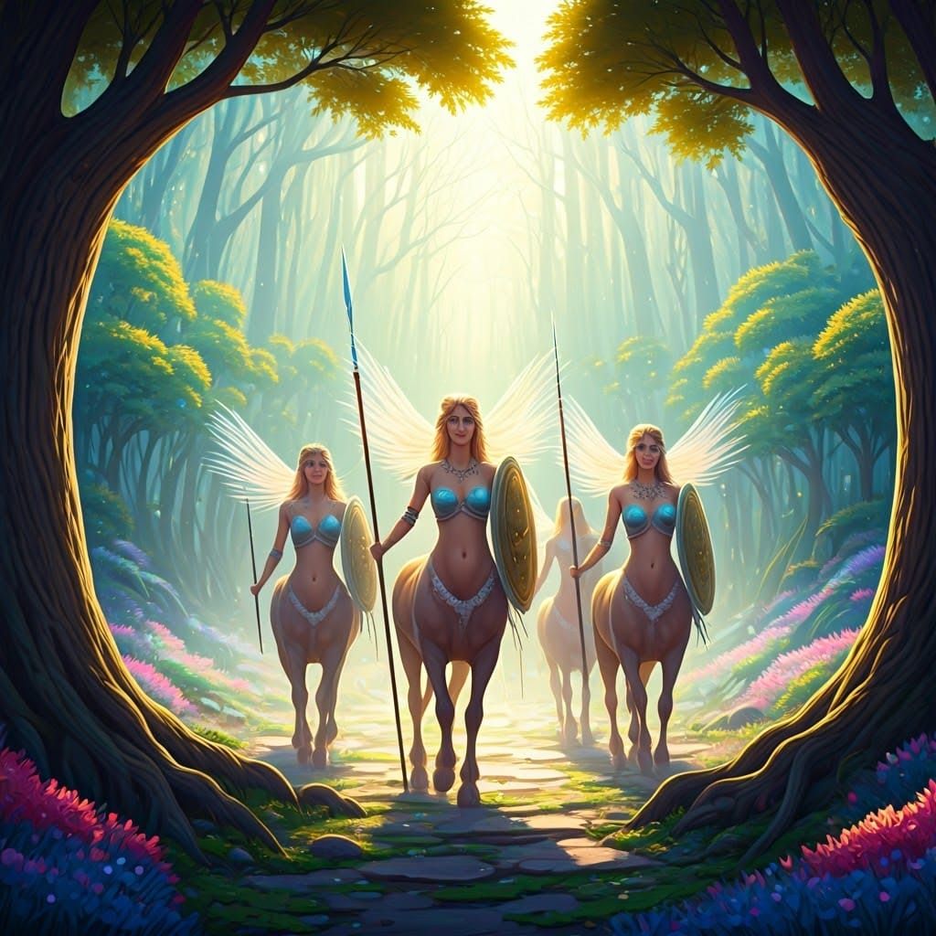 Centaurs in a Ghibli-esque Fantastical Landscape