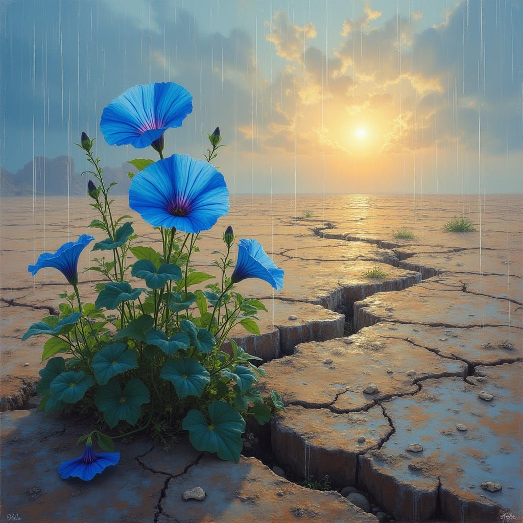 Iran Landscape with Blooming Glory, Impressionistic Style