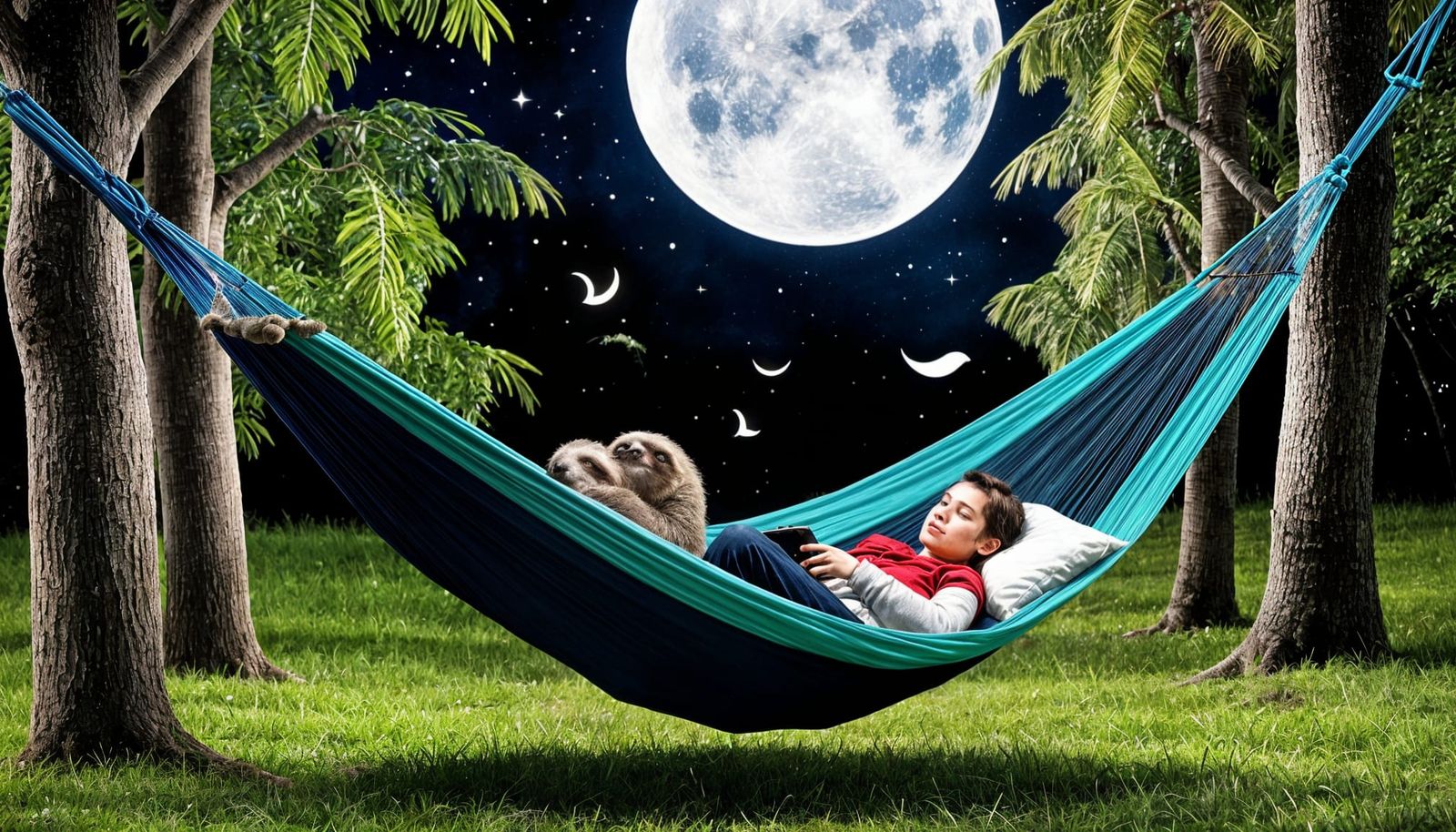 Lazy sloth moon madness hammock.