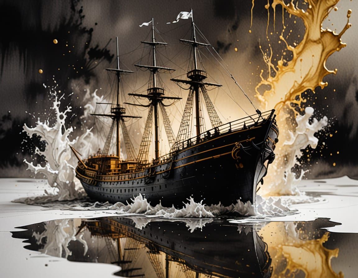 Majestic Shipwreck in Golden Splendor