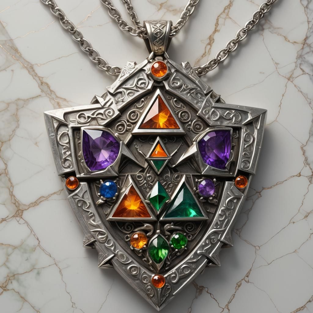 Triforce Gemstone Pendant: Fantasy Concept Art