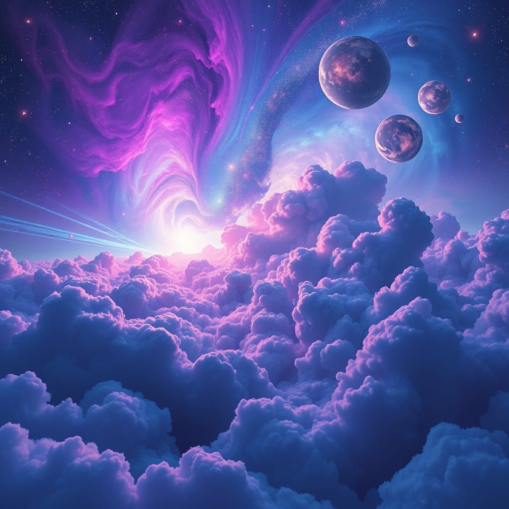 Cosmic Landscapes in a Dreamy Futuristic Style