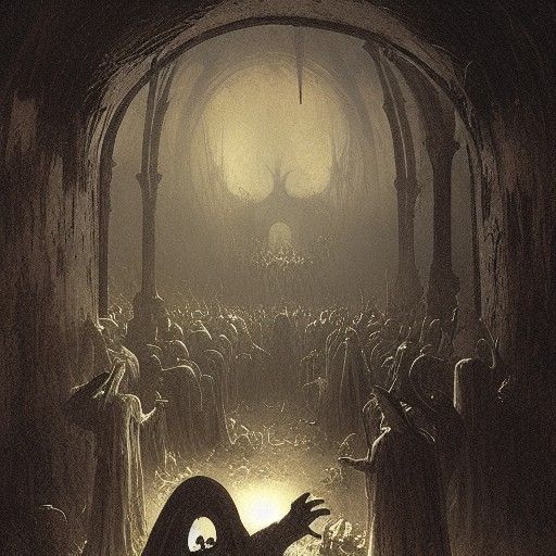 Haunted Demonic Pumpkin Patch in Horror Style