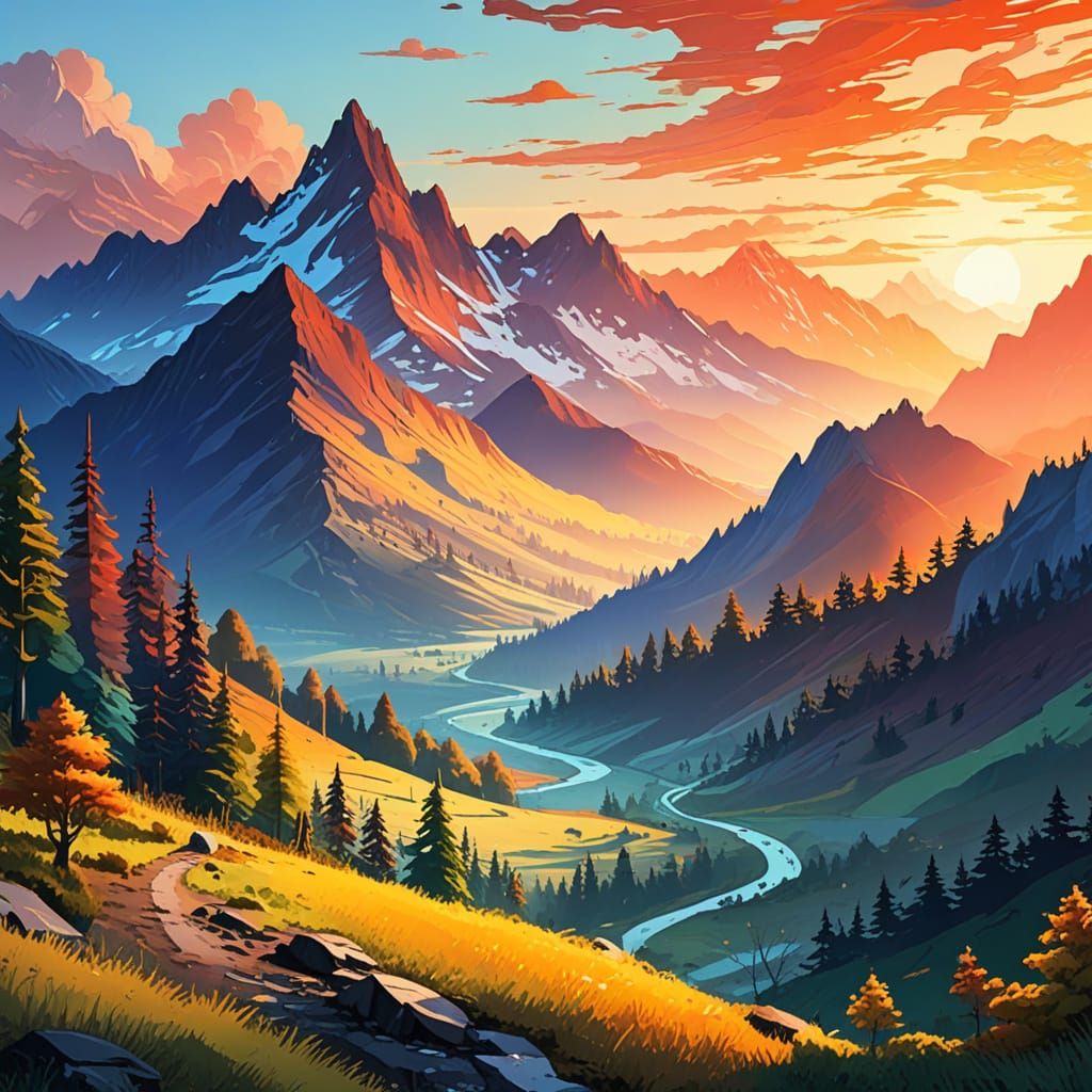 Vibrant Fauvist Landscape Art at Dawn