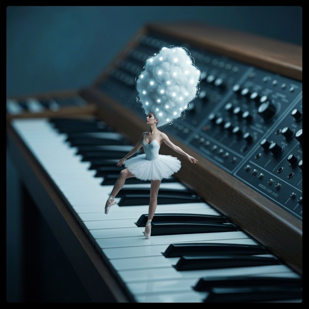 Miniature Ballerina on Giant Synthesizer