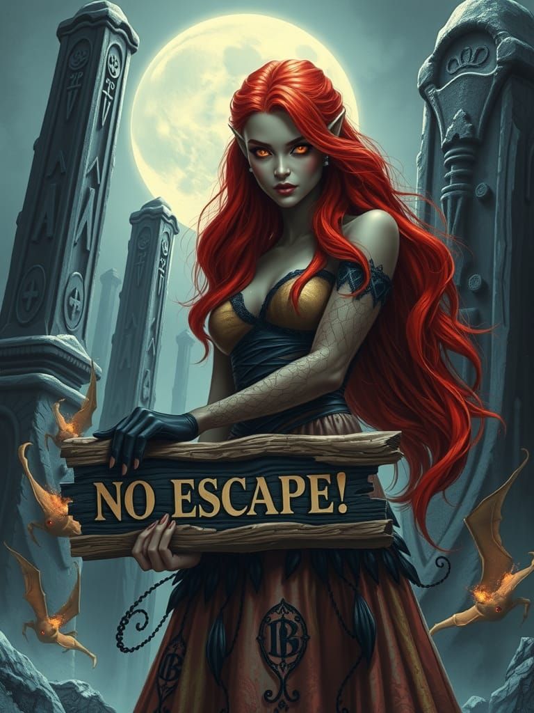 Sorceress Foretells Doom in Gothic Dark Fantasy Style