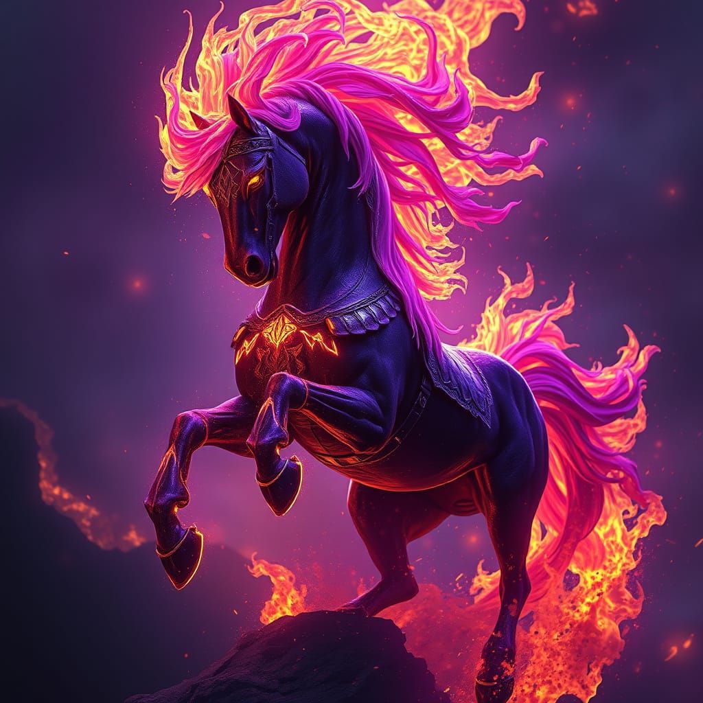 Ethereal Fire Horse in Dark Fantasy Style