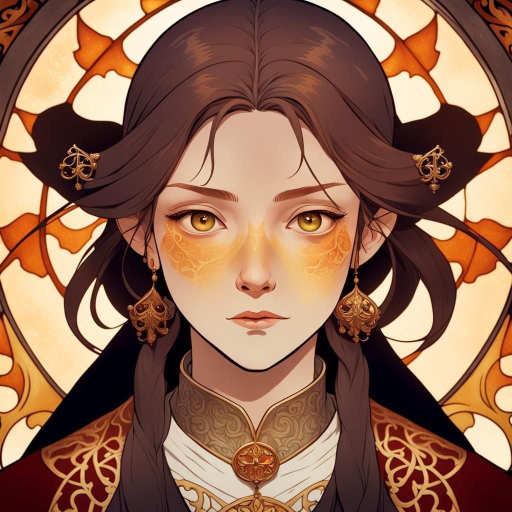 Scarred Noblewoman in Art Nouveau Style