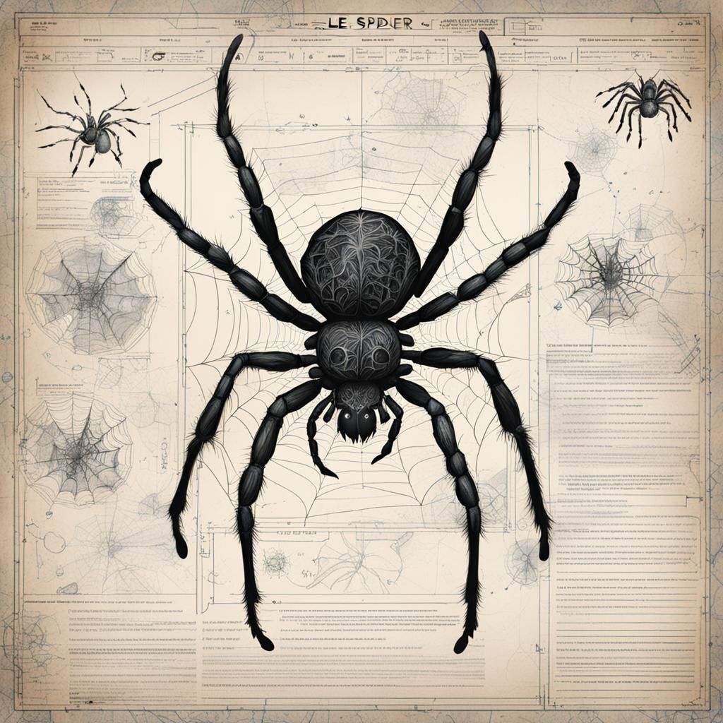 Spider Anatomy: Graphic Novel Blueprint in Oil