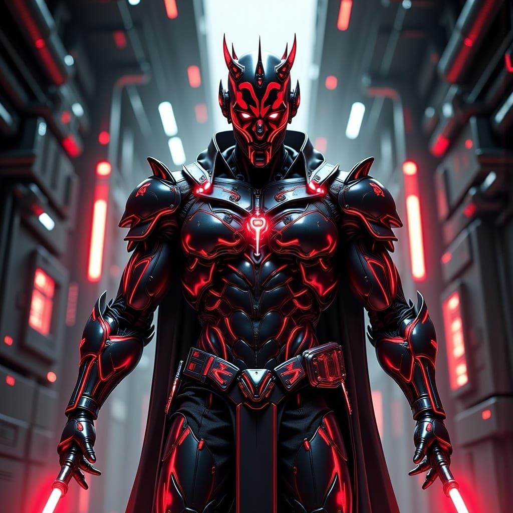 Darth Maul in Sith Armor with Laser Saberstaff