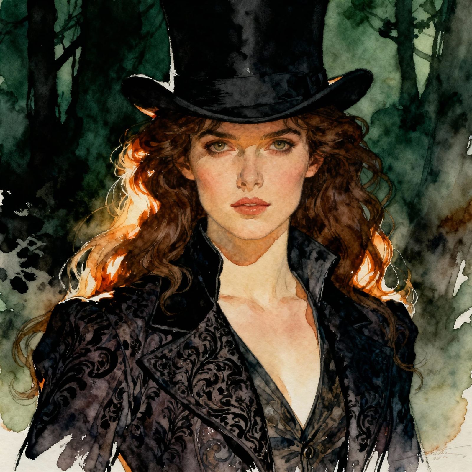 Elegant Woman Portrait in Forest Setting