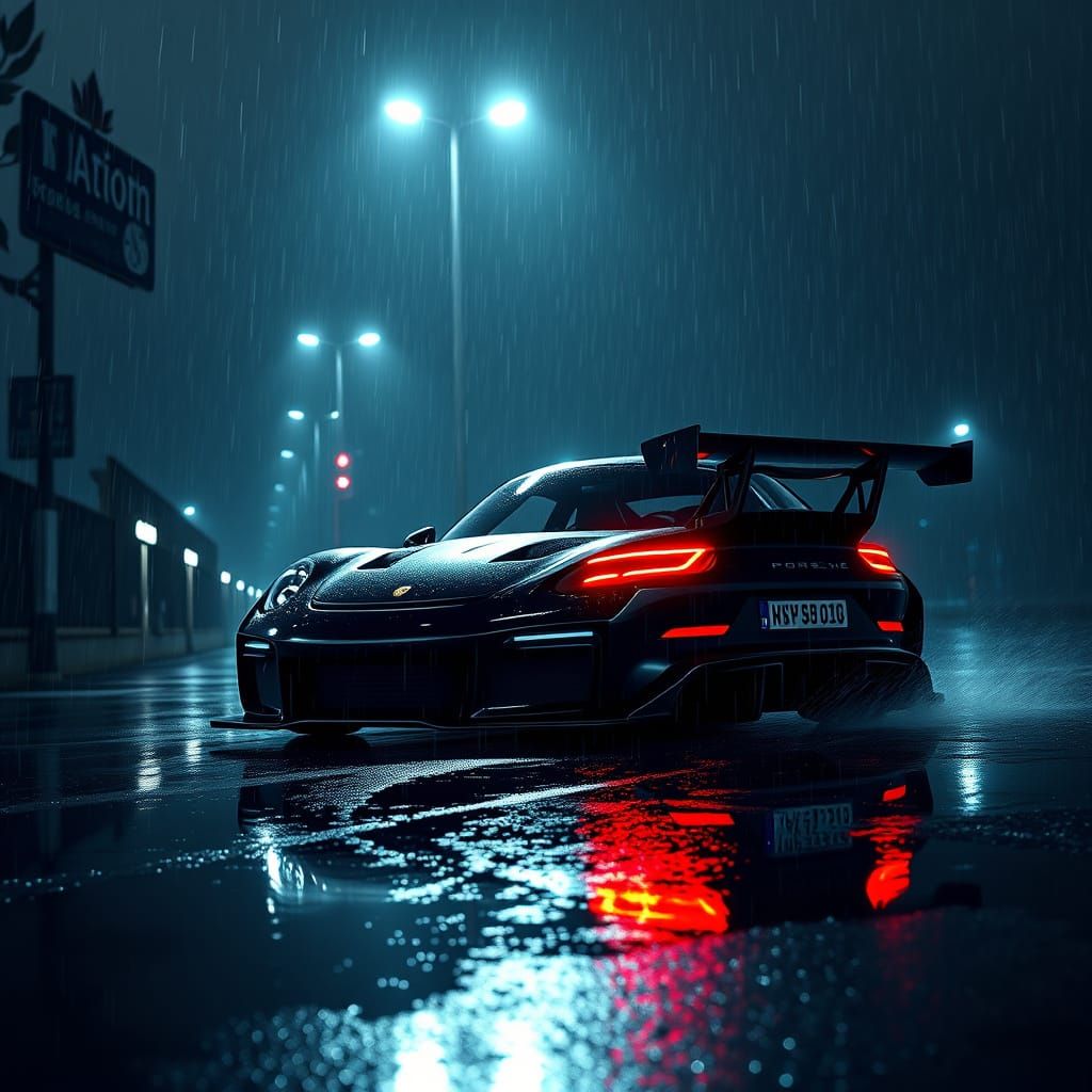 Ethereal Nighttime Automotive Masterpiece in Deep Matte Blac...