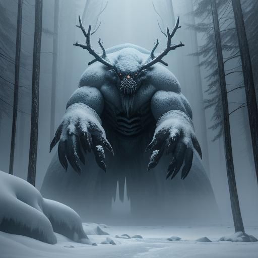 Icebound Behemoth in Snowy Forest