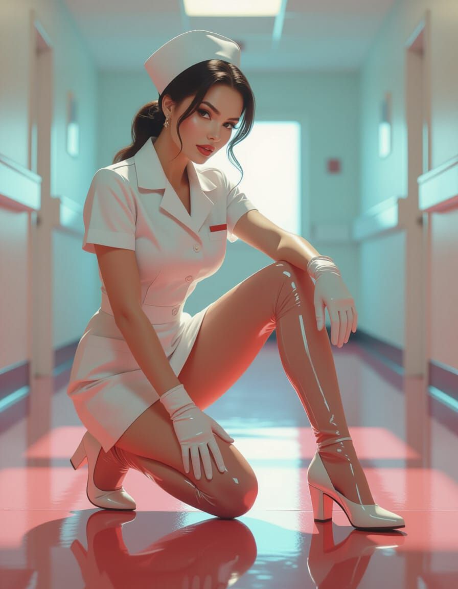 Nurse in PVC Stockings, Syd Mead Style