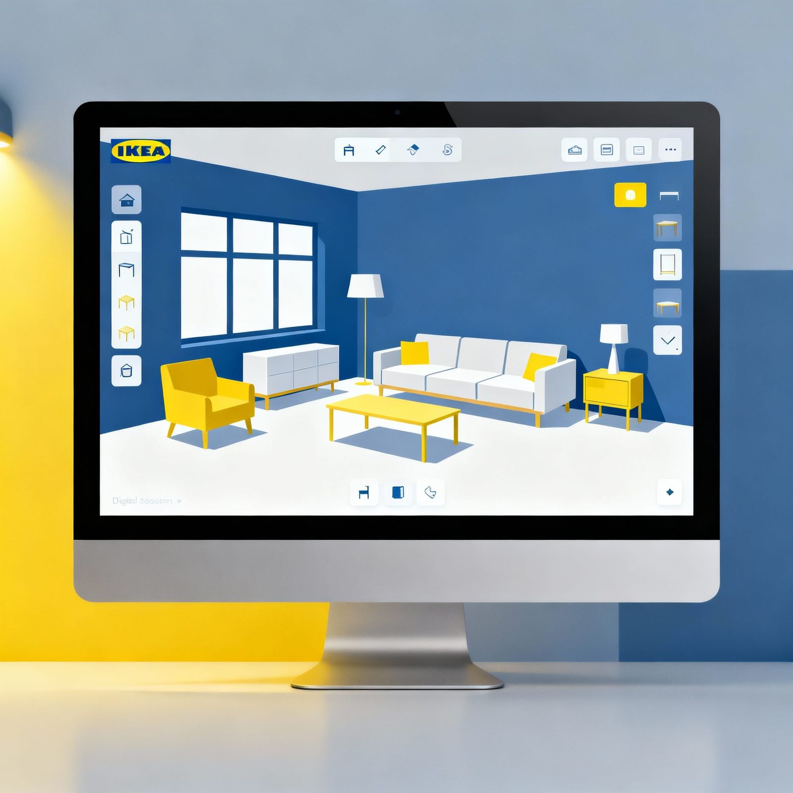 IKEA-Inspired Room Design Software on Monitor