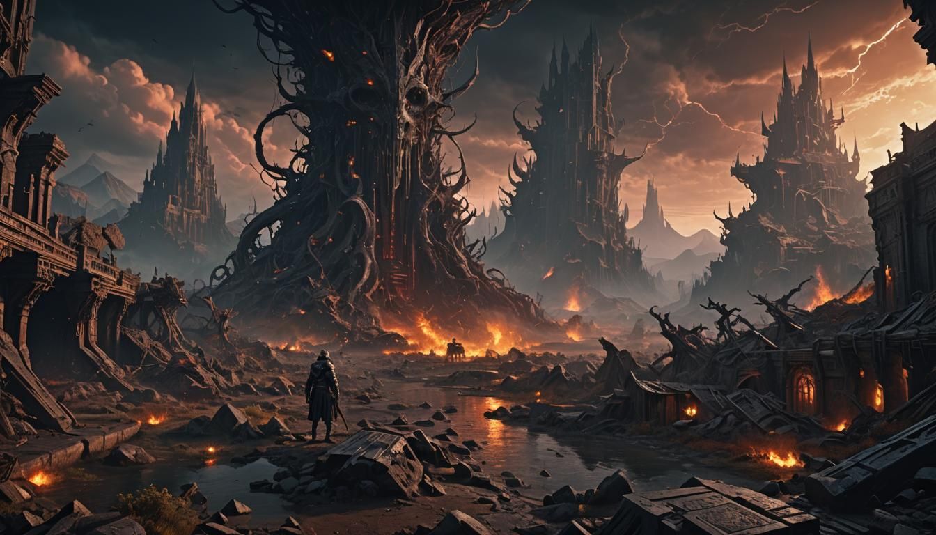 Apocalyptic Visions: Dark Fantasy Landscape in 8K