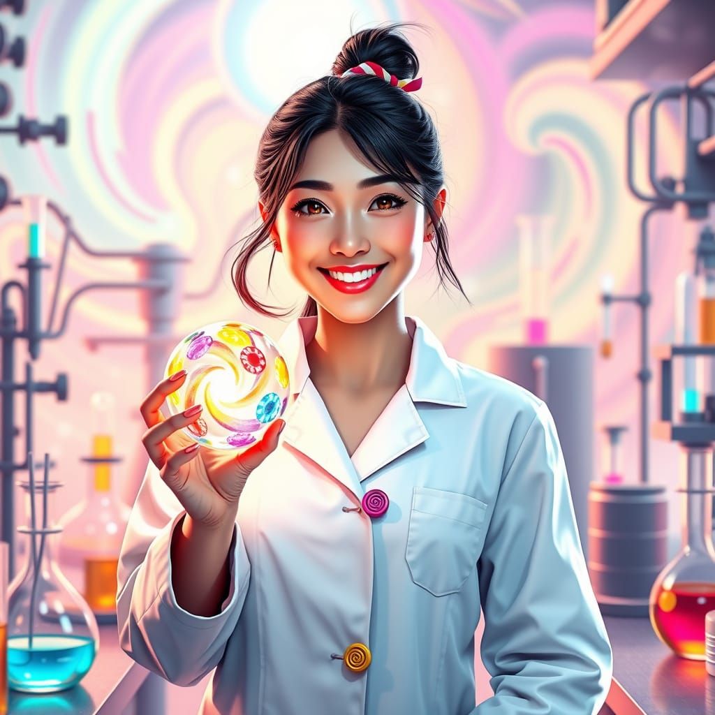 Confident Asian Scientist Revolutionizes the World in a Vibr...