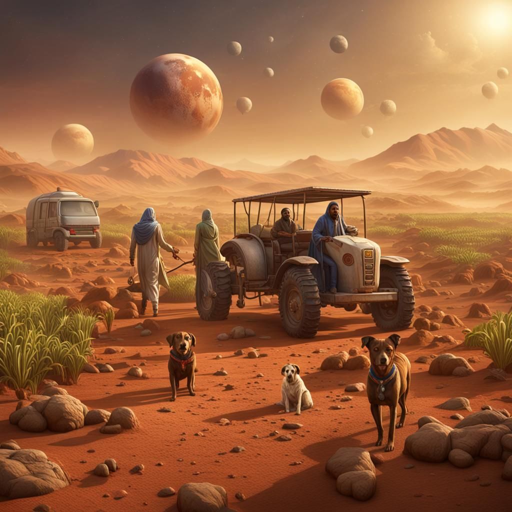 Punjabi Village on Mars: Detailed Matte Painting