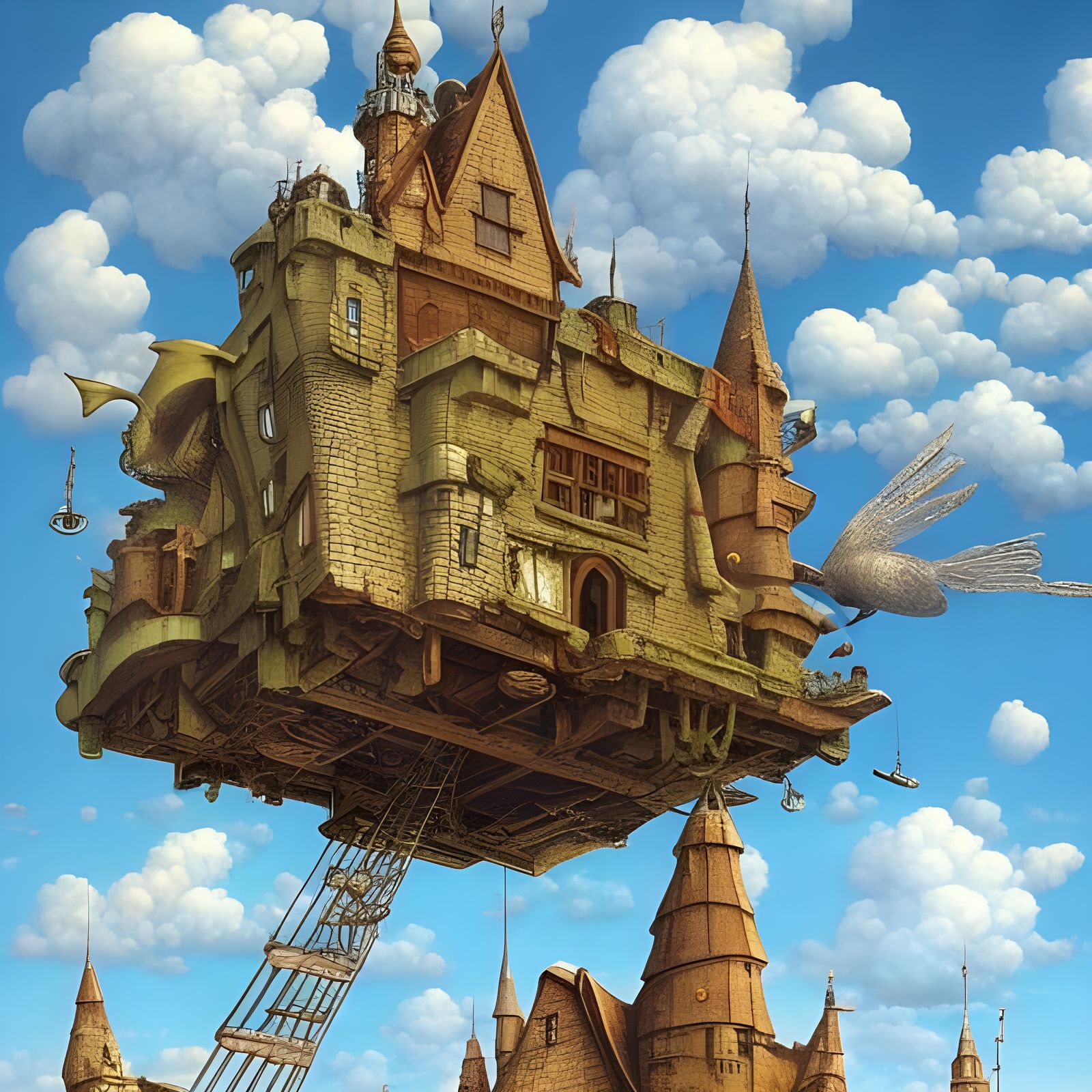 Medieval Flying Castle: A Visionary Art Fantasy