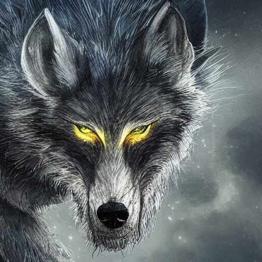 Werewolf Running in Misty Moonlight Forest