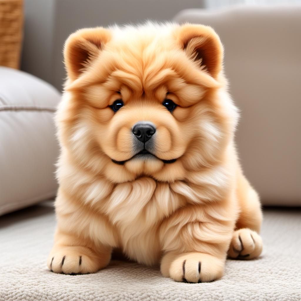 Cute Fluffy Chow-Chow Puppy
