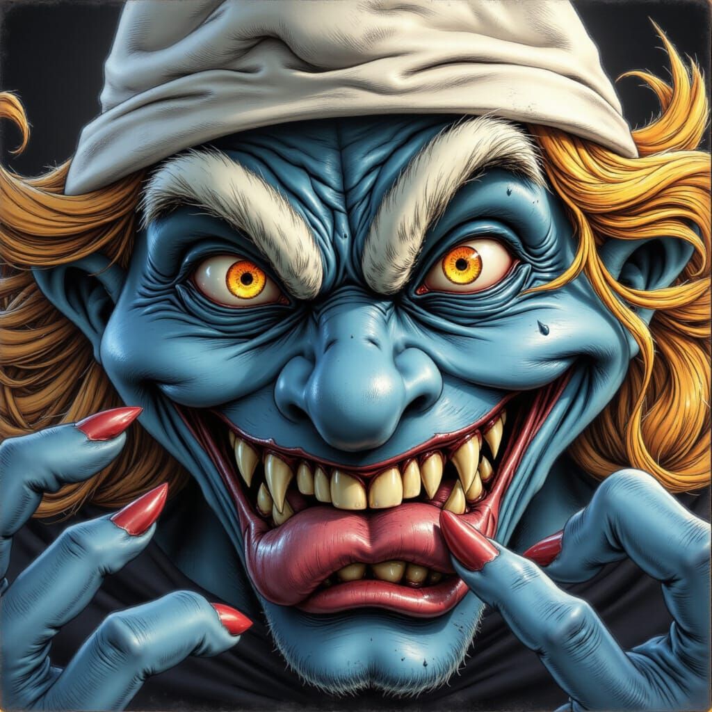 A Diabolical Smurfette in Dark Fantasy Style