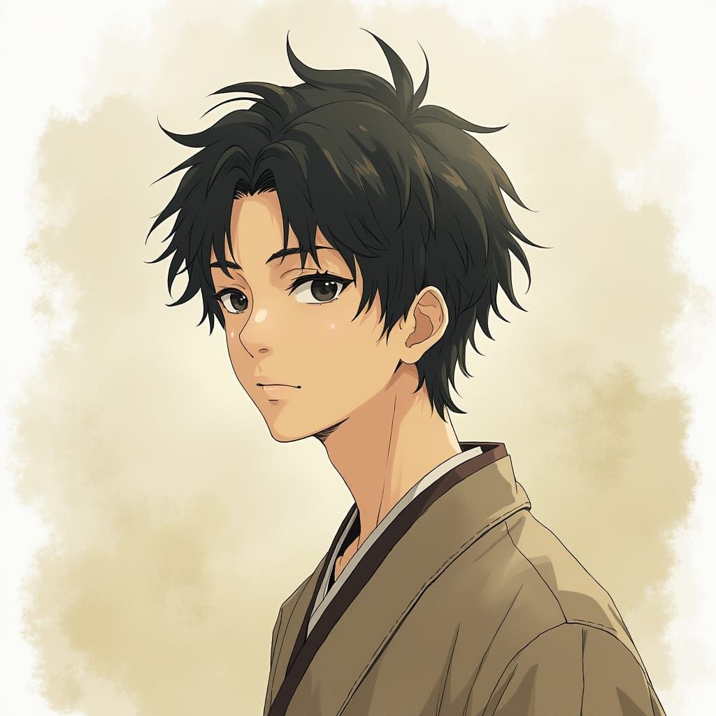 Toji Fushiguro in Studio Ghibli-Inspired Middle Part Style