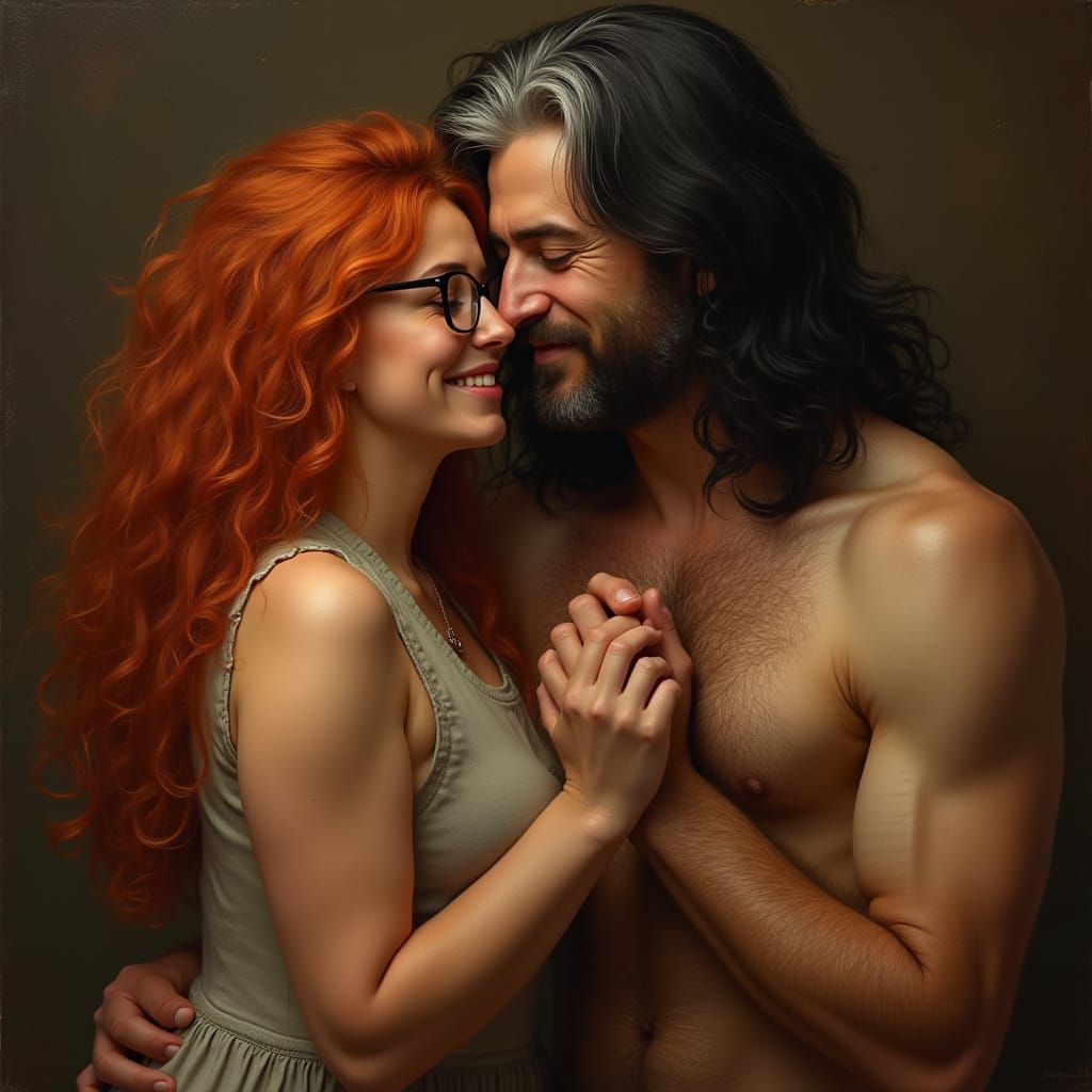 Gentle Couple Embracing in Warm Golden Light