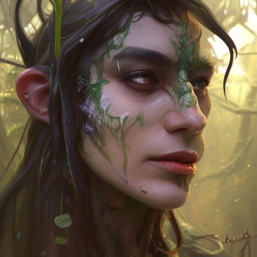Goblin Druid Portrait in Hyperdetailed Digital Art