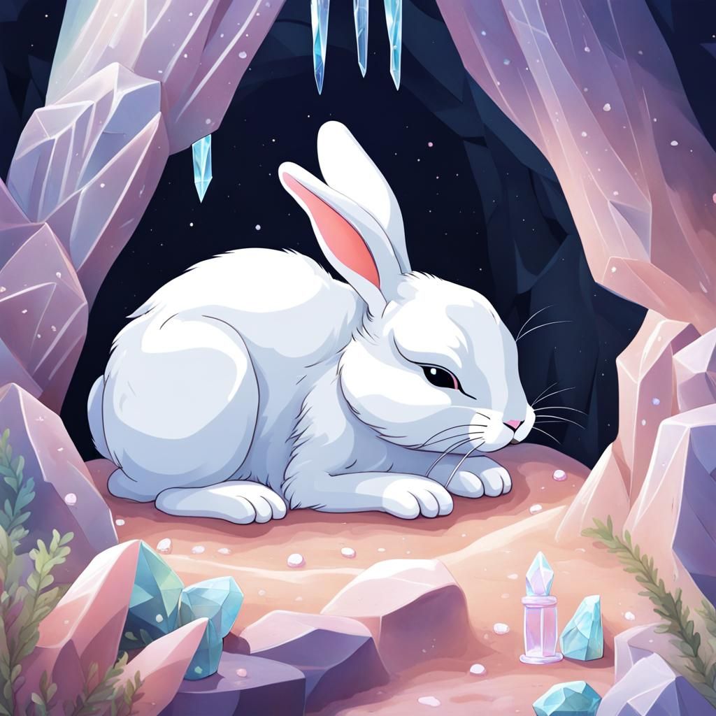 Bunny's Serene Slumber in Crystal Cave