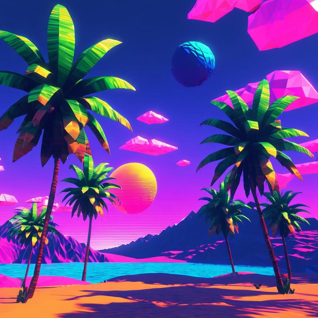 PS1 Style Summer Scene with Synthpop Vibes