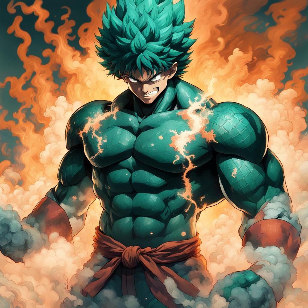 Muscular Izuku Midoriya Double Exposure Portrait