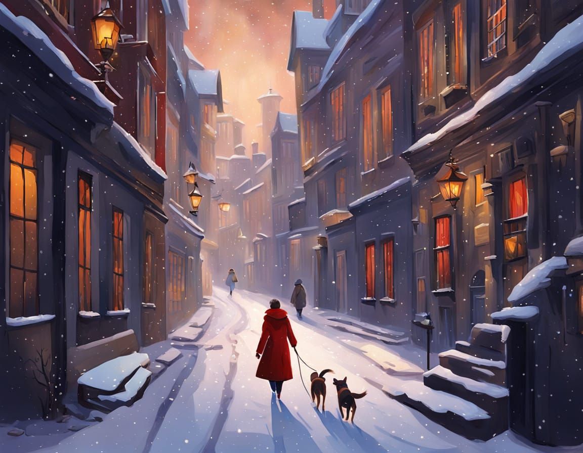 Whimsical Winter Scene in Vibrant Pastel Colors