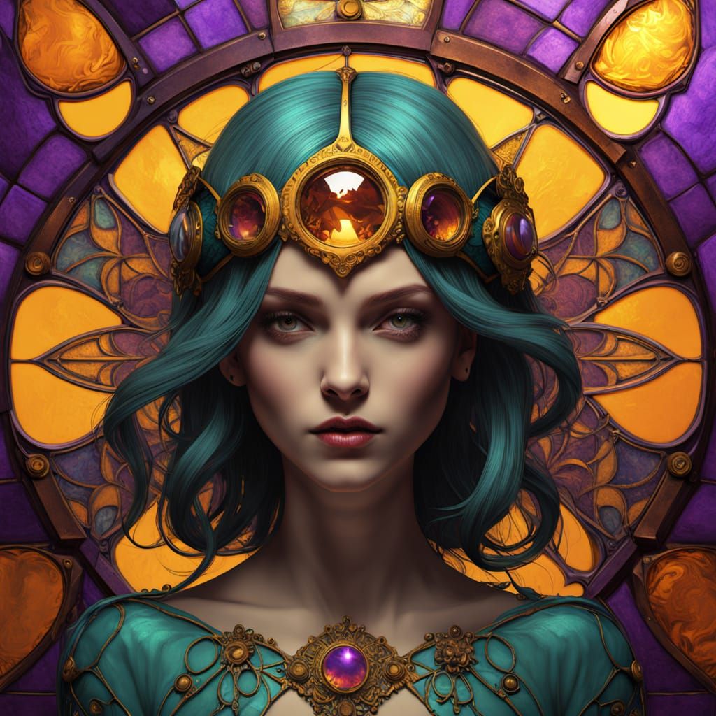 Visionary Art: Gregorian Druids in Bioluminescent Landscape